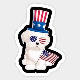 Maltese Uncle Sam Hat Sunglasses Usa Flag 4th Of July Sticker